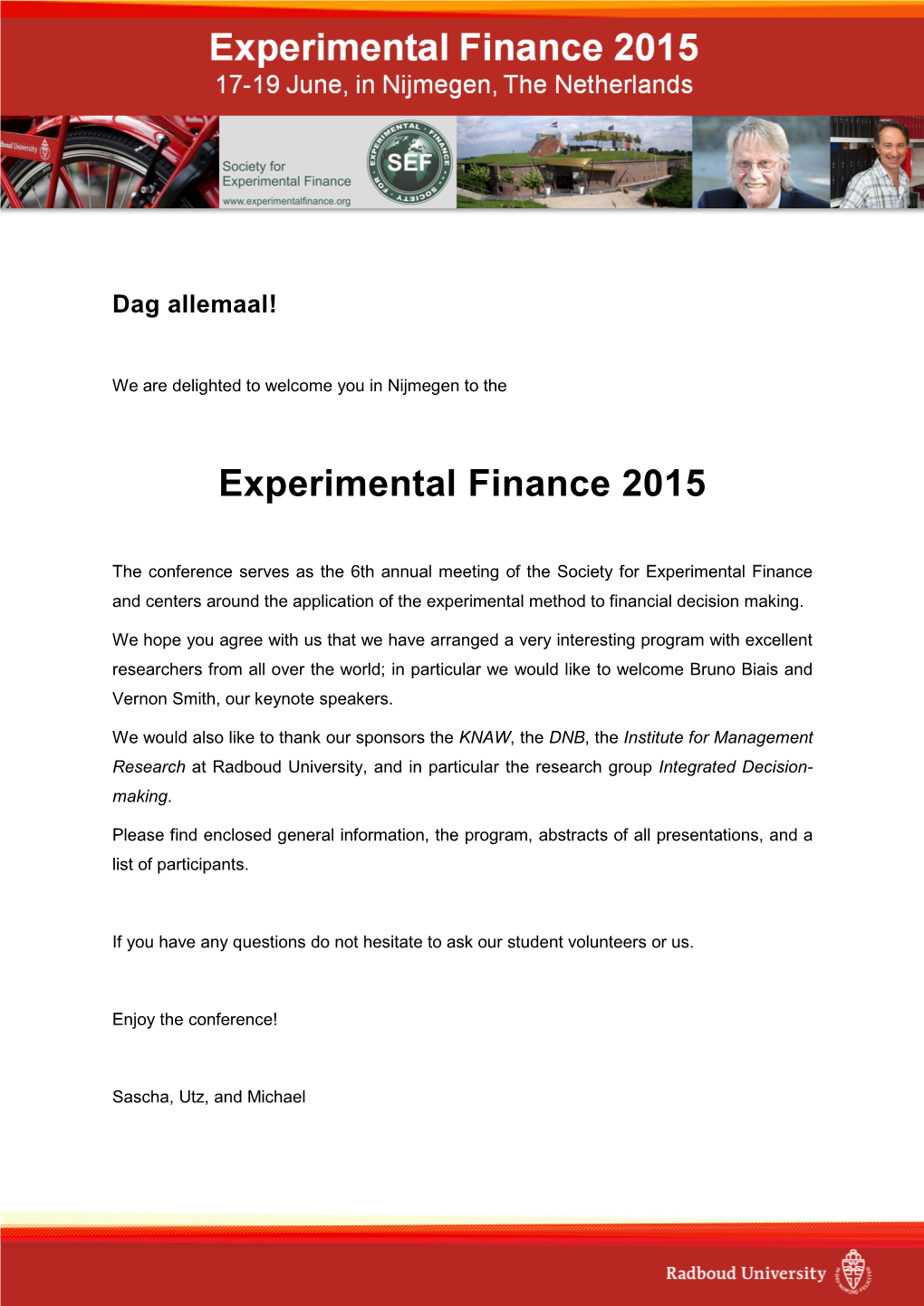 Experimental Finance 2015