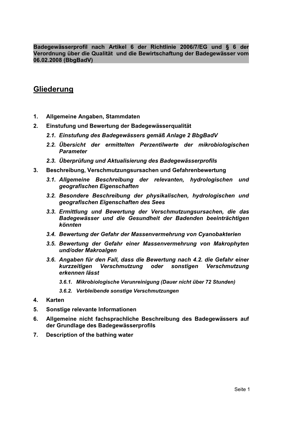 Ausführliches Badegewässerprofil