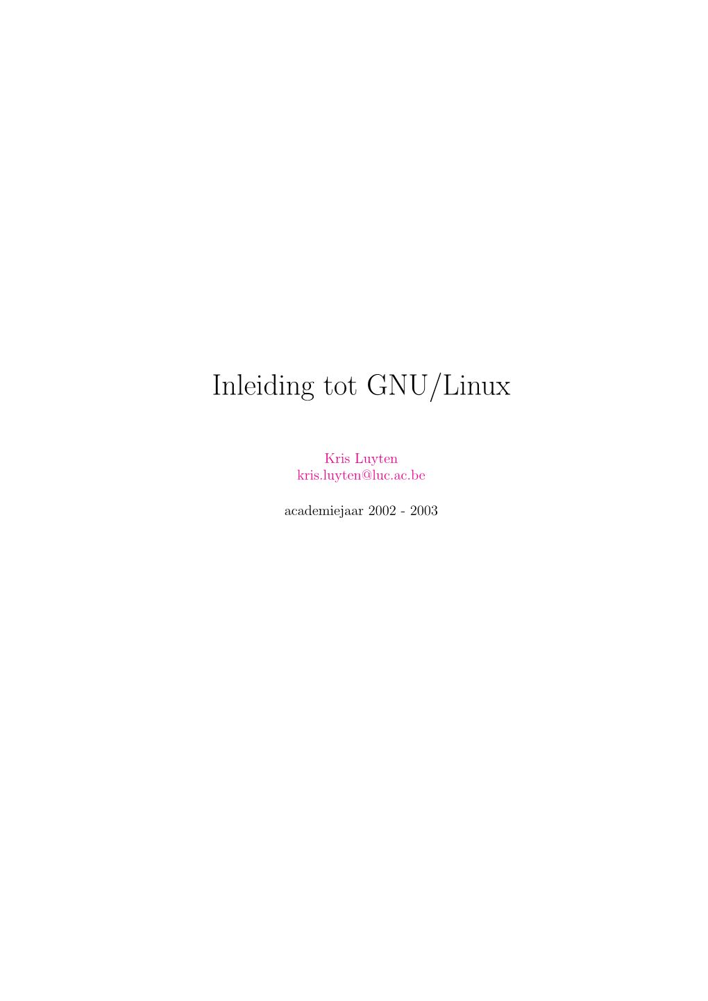 Inleiding Tot GNU/Linux