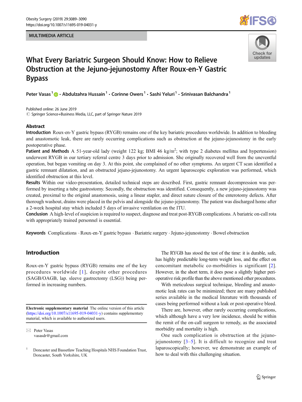 How to Relieve Obstruction at the Jejuno-Jejunostomy After Roux-En-Y Gastric Bypass