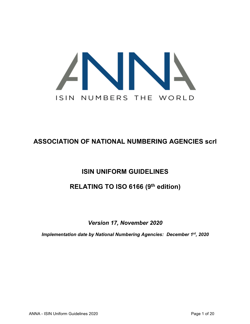 ISIN Guidelines 2020