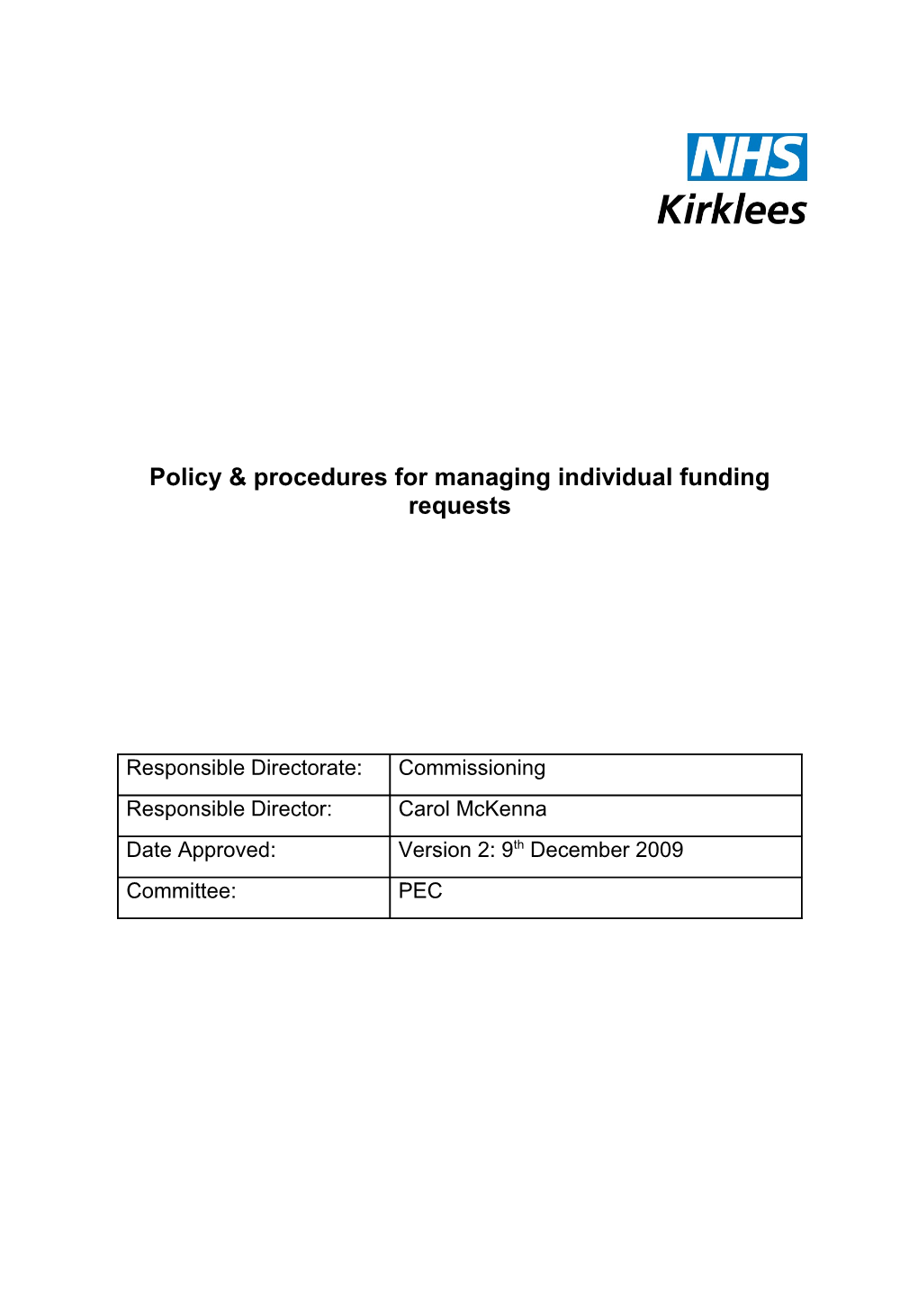 Kirklees and Calderdale PCT