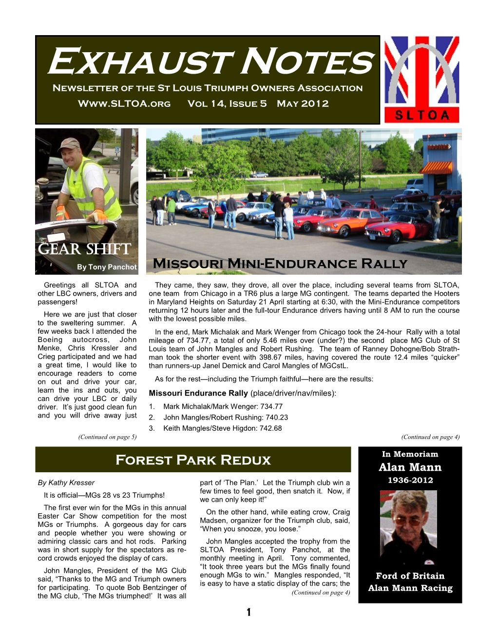 Exhaust Notes Newsletter of the St Louis Triumph Owners Association Vol 14, Issue 5 May 2012