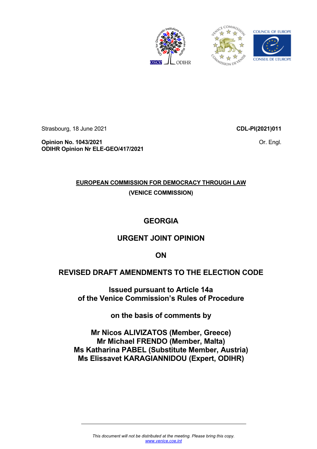 Urgent Joint Opinion on Revised Draft Amendments to The