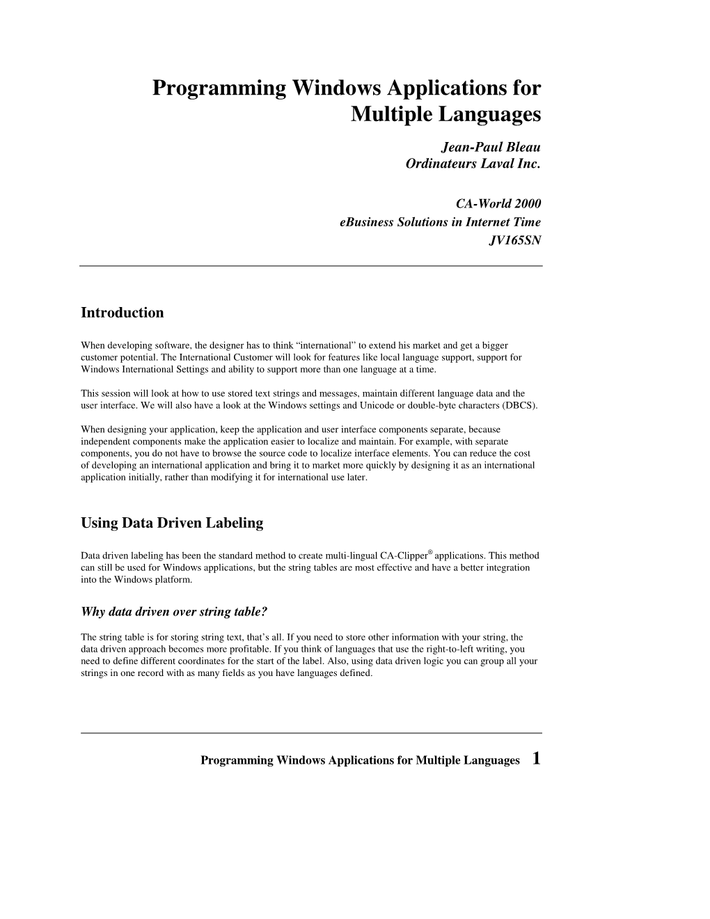 Programming Windows Applications for Multiple Languages