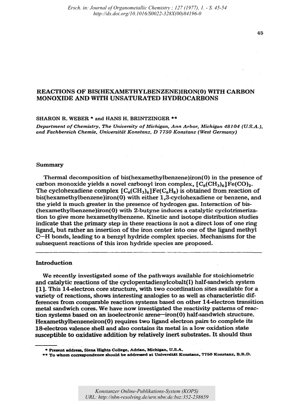 Reactions of Bis(Hexamethylbenzene)Iron(0