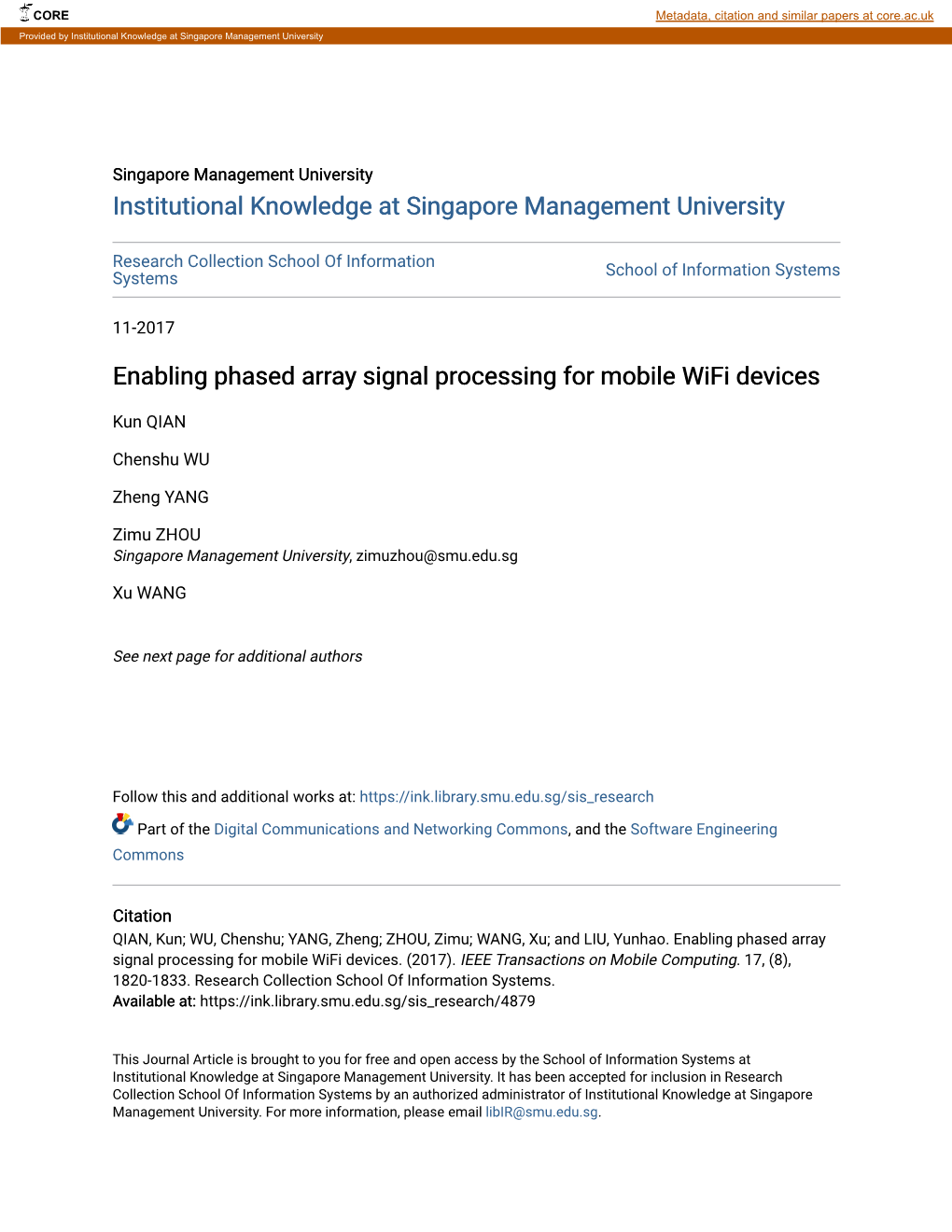Enabling Phased Array Signal Processing for Mobile Wifi Devices