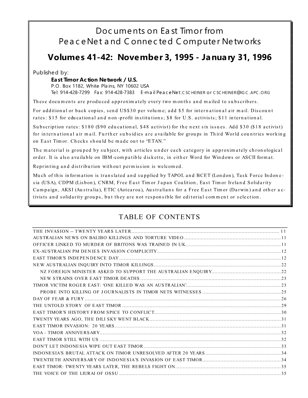 Volumes 41-42: November 3, 1995 - January 31, 1996