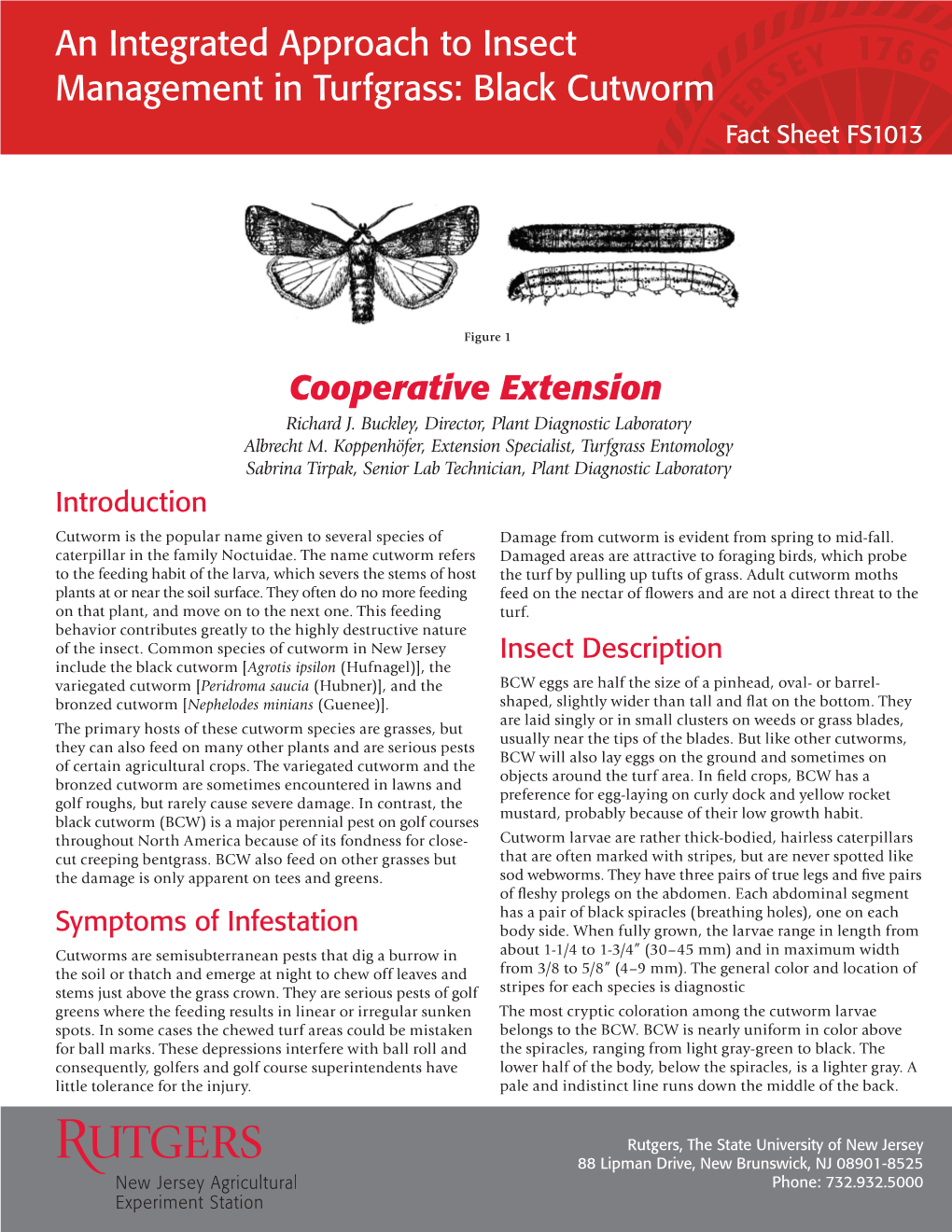 An Integrated Approach to Insect Management in Turfgrass: Black Cutworm Fact Sheet FS1013