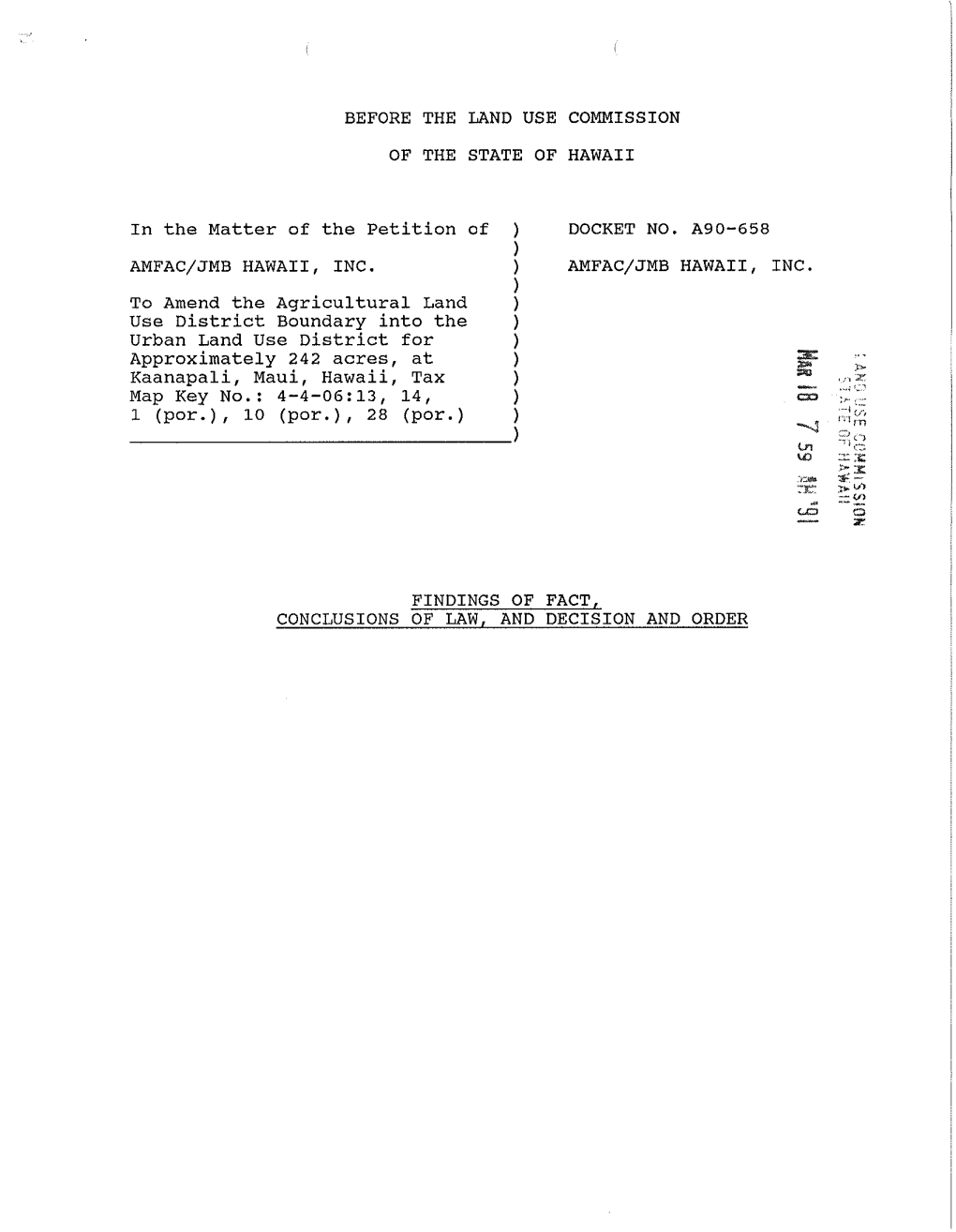 A90-658/AMFAC/JMB HAWAII, INC. TAX MAP KEY: 4-4-06: Par