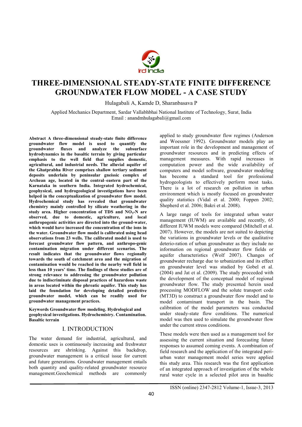 Three-Dimensional Steady-State Finite Difference Groundwater Flow Model