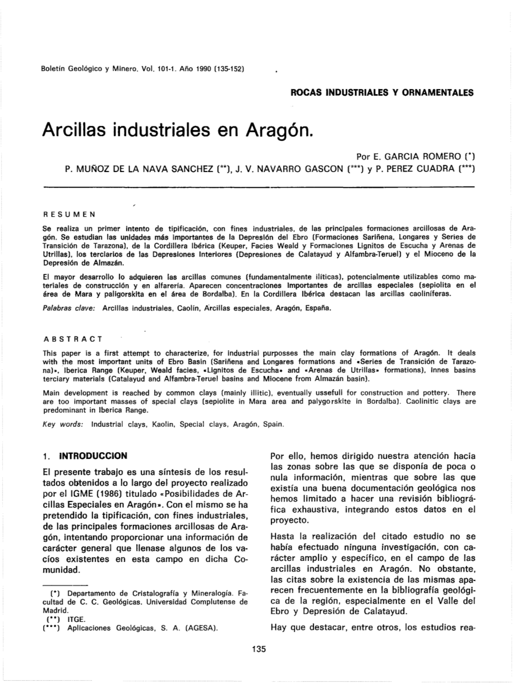 Arcillas Industriales En Aragón. CHECO, C., Y GUMIEL, J