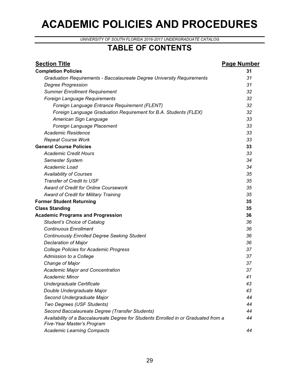 Academic Policies and Procedures