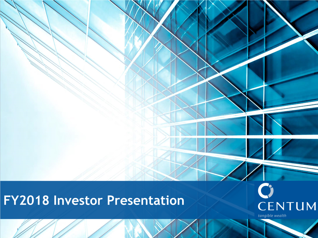 FY2018 Investor Presentation 13Th June 2018 Content