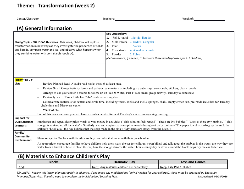 Related Resources: a Teacher S Guide to Opening Centers, Heritage Tree Parent Handout