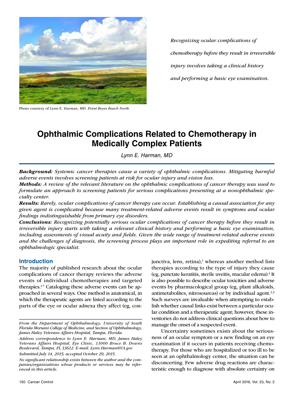 Ophthalmic Complications Related to Chemotherapy in Medically Complex Patients Lynn E