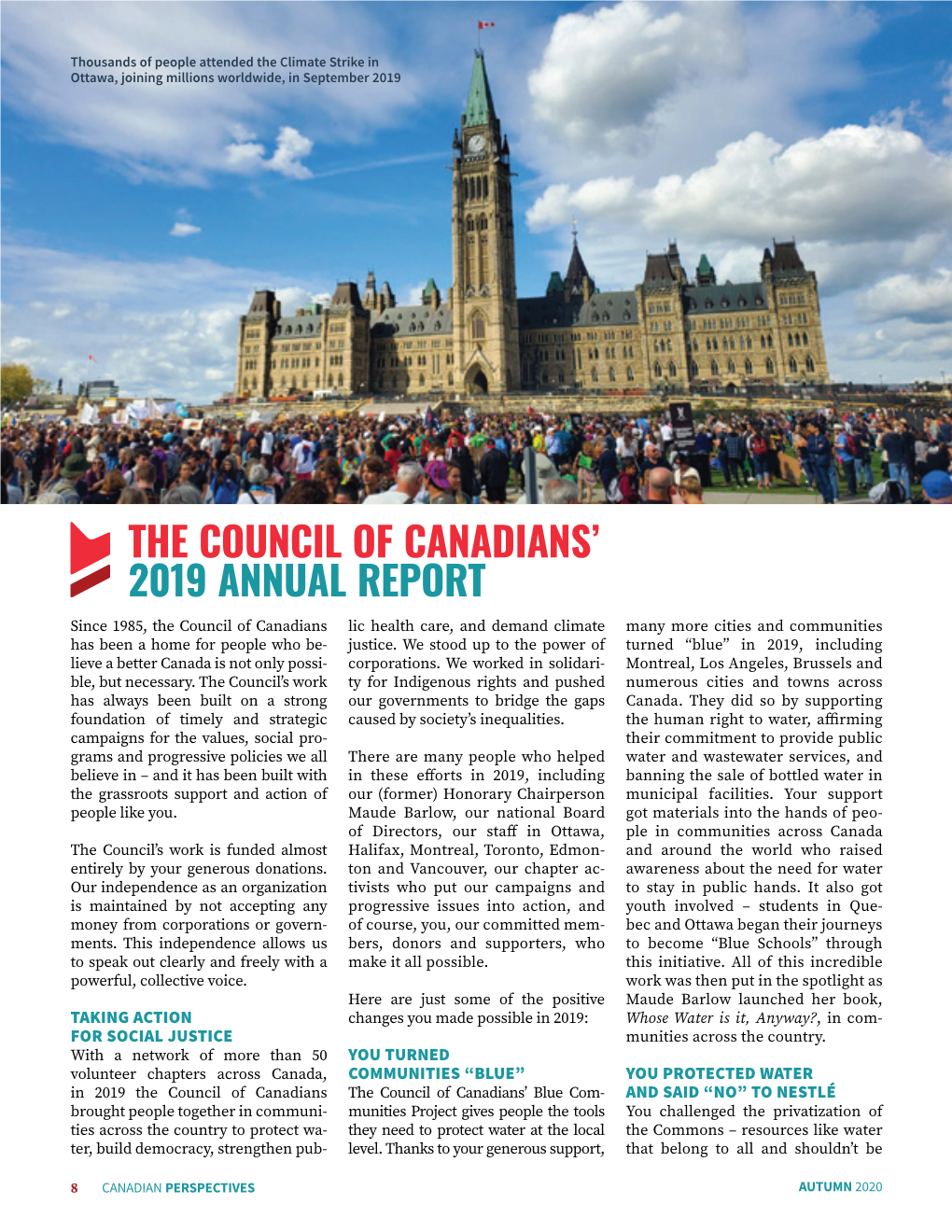 The Council of Canadians' 2019 Annual Report, Canadian