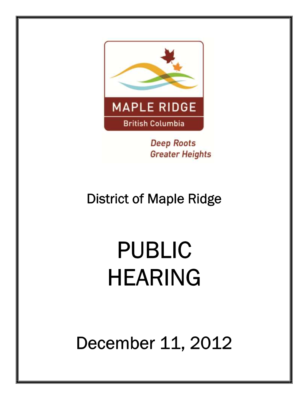 Public Hearing Agenda December 11, 2012