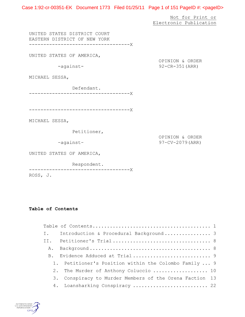 Case 1:92-Cr-00351-EK Document 1773 Filed 01/25/11 Page 1 of 151 Pageid