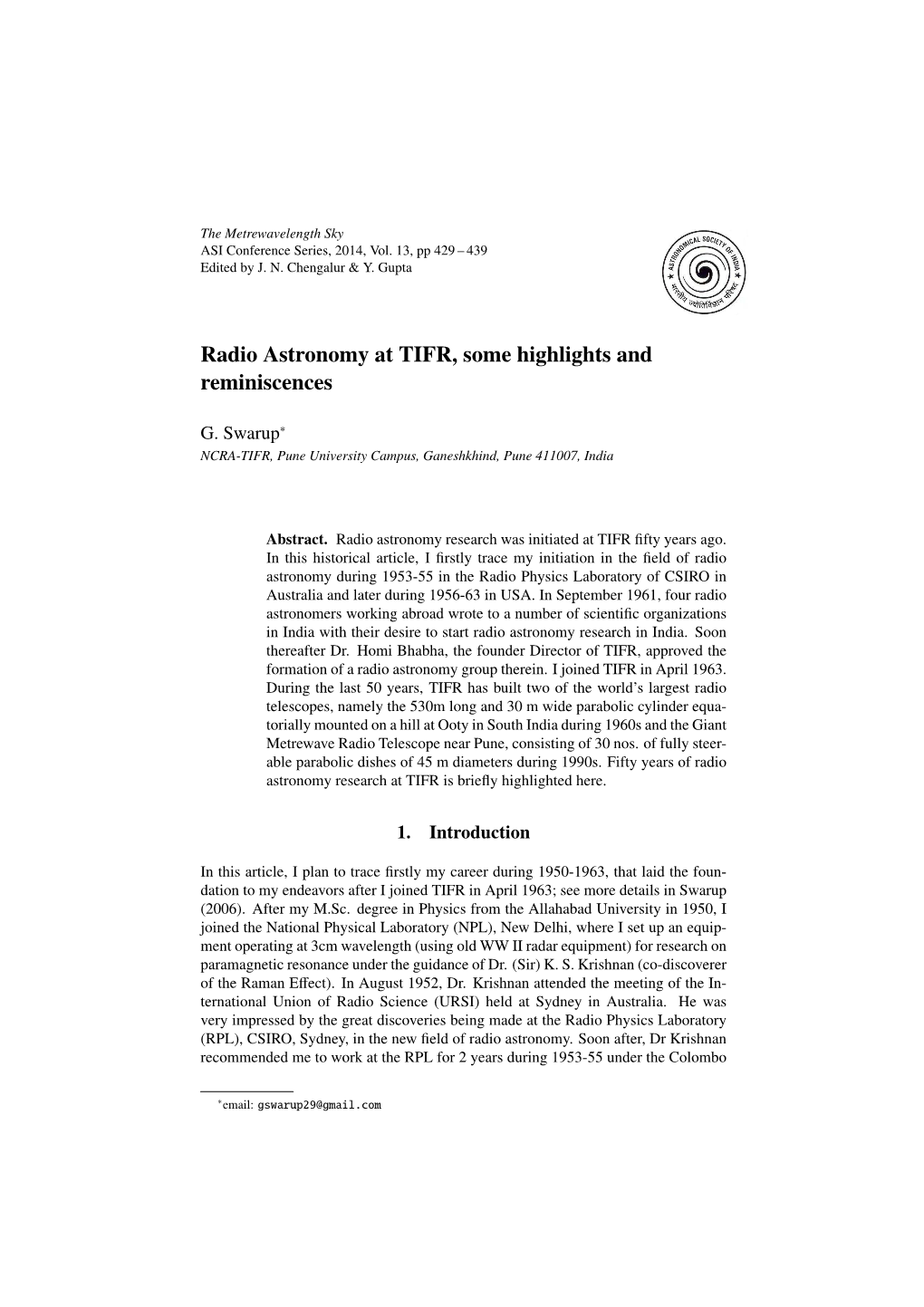 Radio Astronomy at TIFR, Some Highlights and Reminiscences