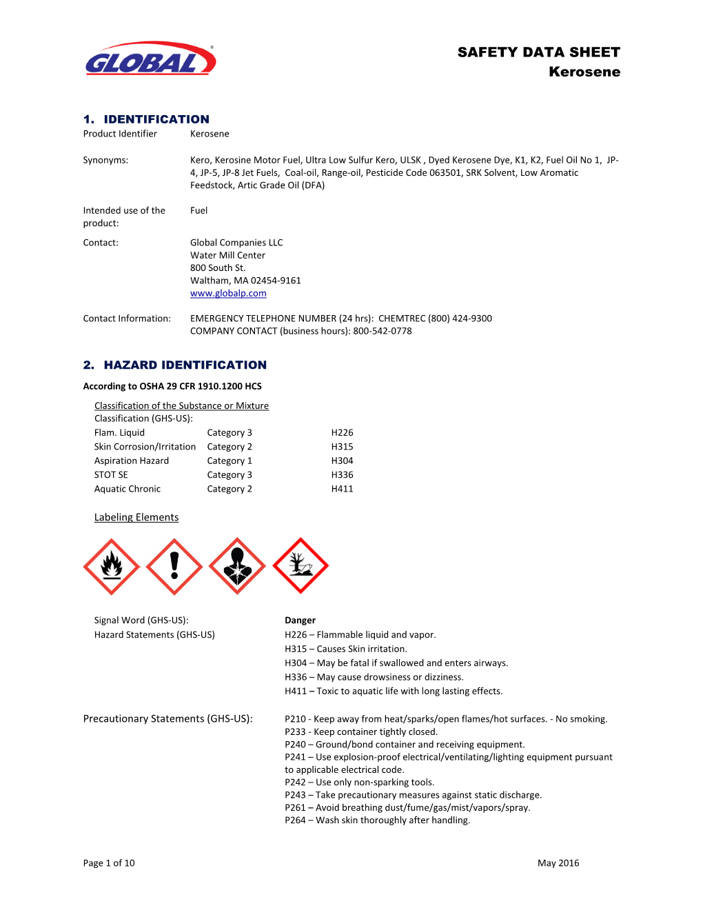 SAFETY DATA SHEET Kerosene