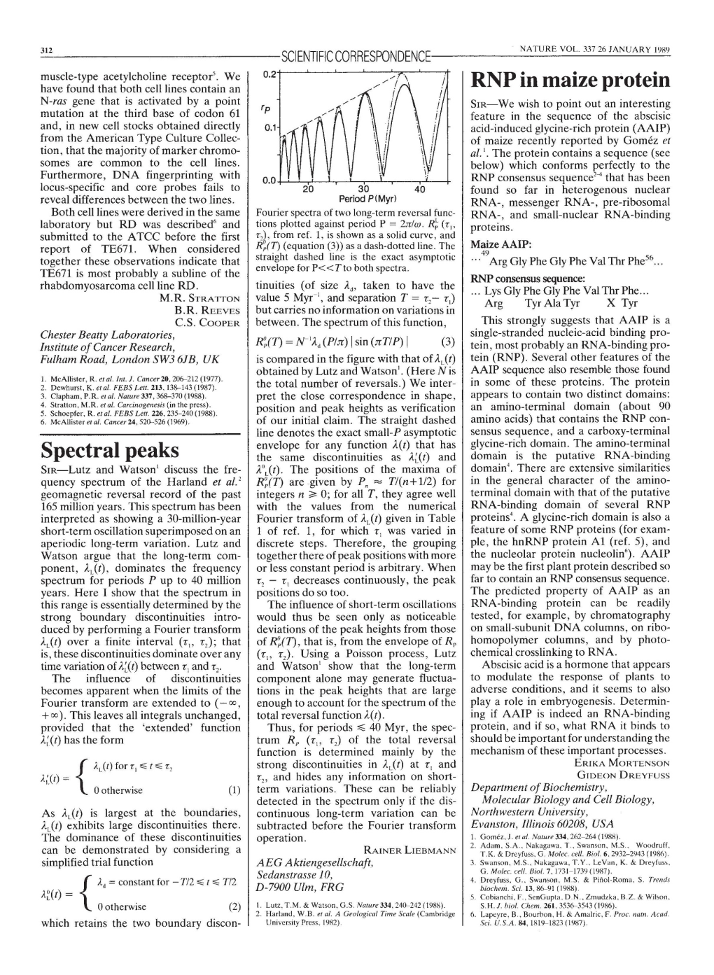 Spectral Peaks RNP in Maize Protein