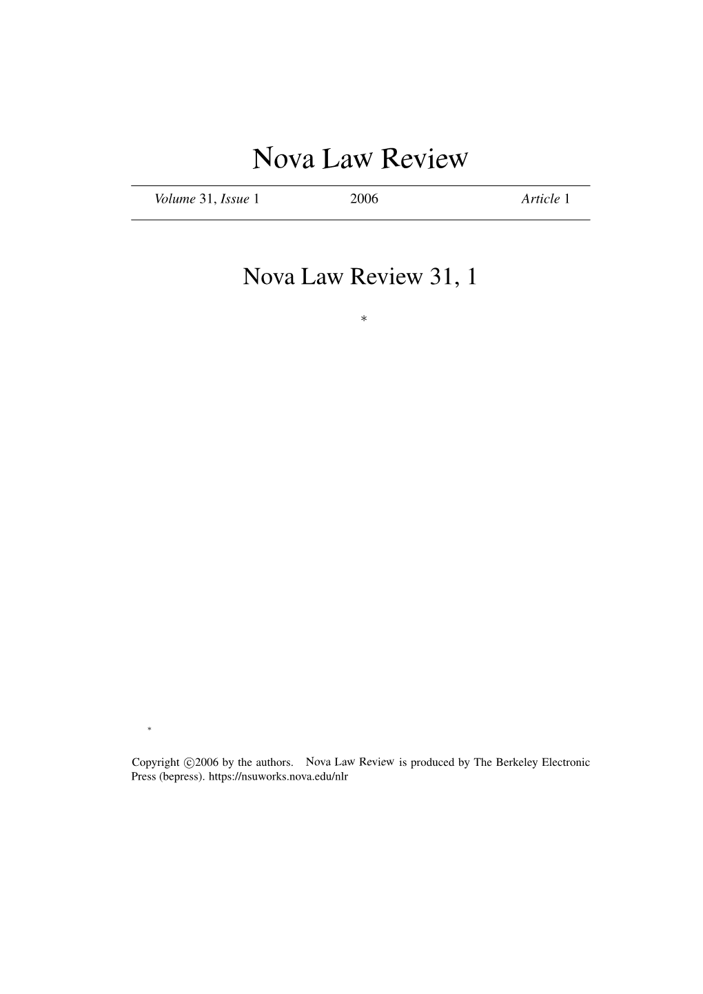 Nova Law Review 31, 1