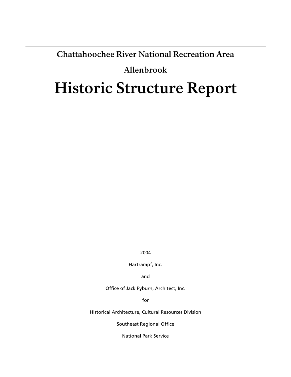 Allenbrook Historic Structure Report