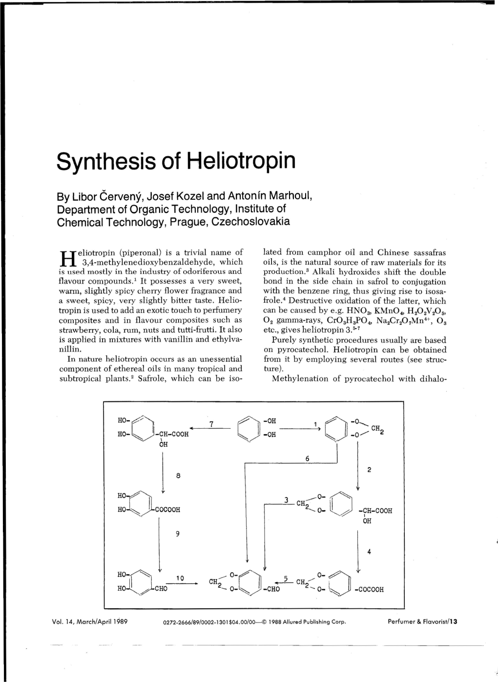Synthesis of Heliotropin ~O-(J 5