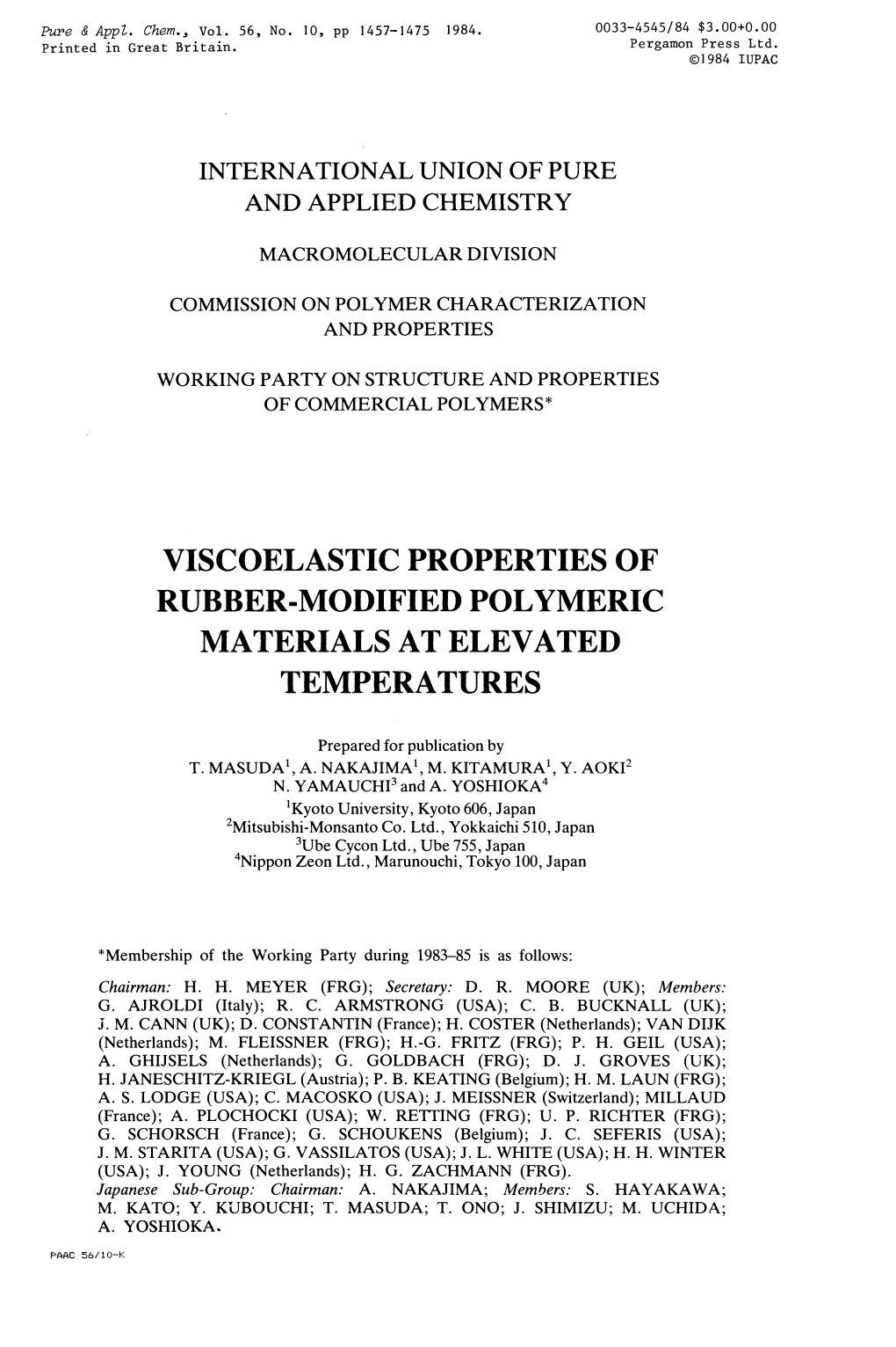Viscoelastic Properties of Rubber-Modified Polymeric Materials at Elevated Temperatures
