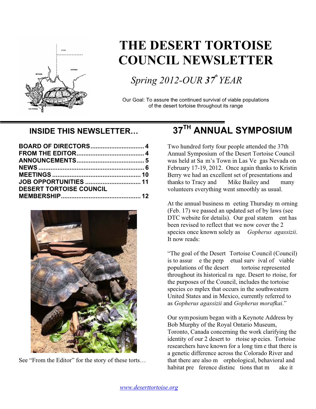 The Desert Tortoise Council Newsletter