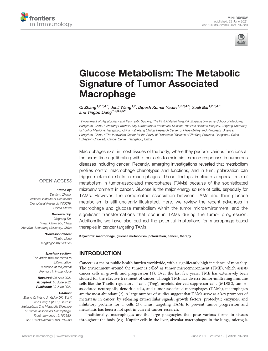 The Metabolic Signature of Tumor Associated Macrophage