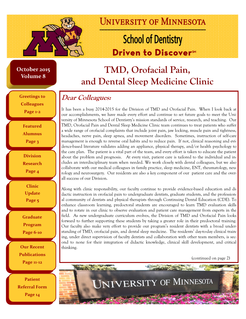 TMD, Orofacial Pain, and Dental Sleep Medicine Clinic