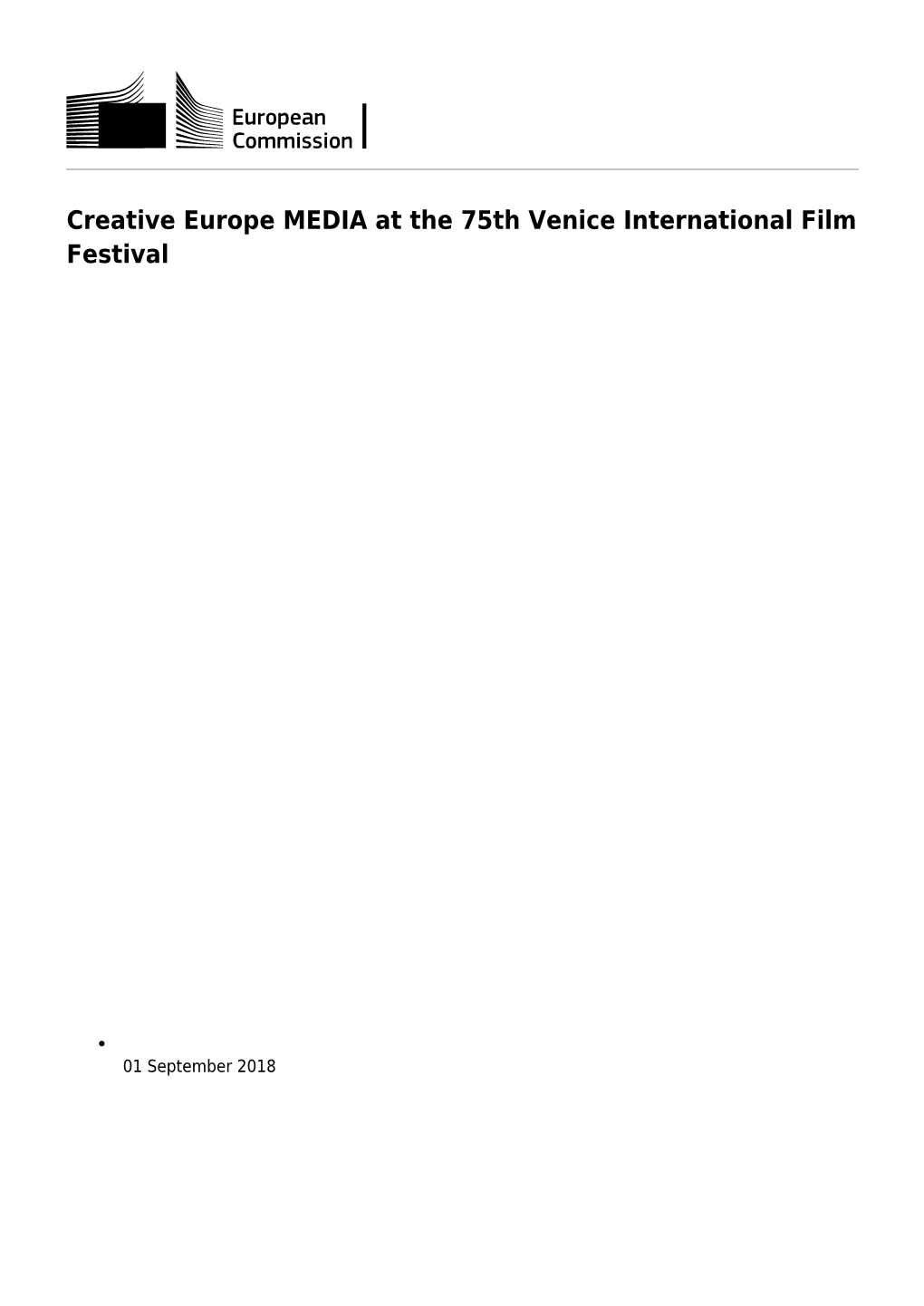 Creative Europe MEDIA at the 75Th Venice International Film Festival