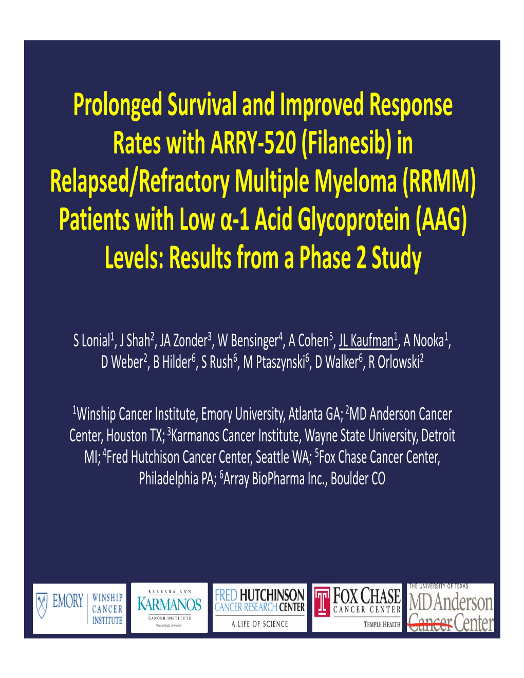 (Filanesib) in Relapsed/Refractory Multiple Myeloma (RRMM) Patients with Low Α‐1 Acid Glycoprotein (AAG) Levels: Results from a Phase 2 Study