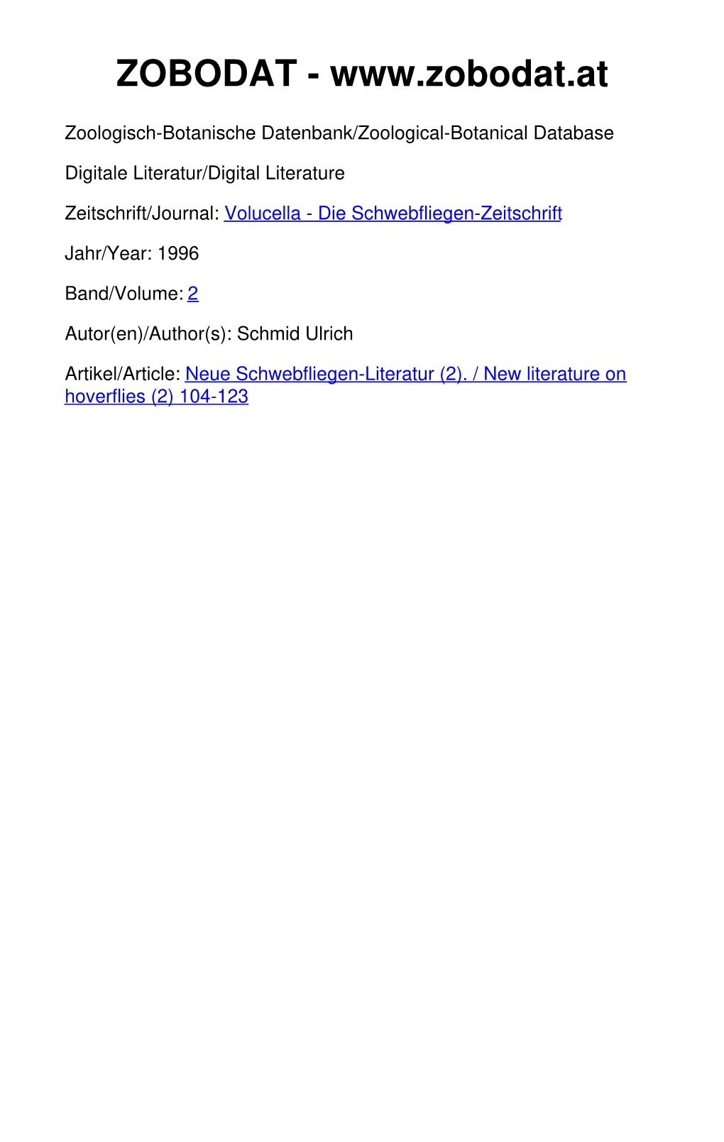 Neue Schwebfliegen-Literatur (2). / New Literature on Hoverflies