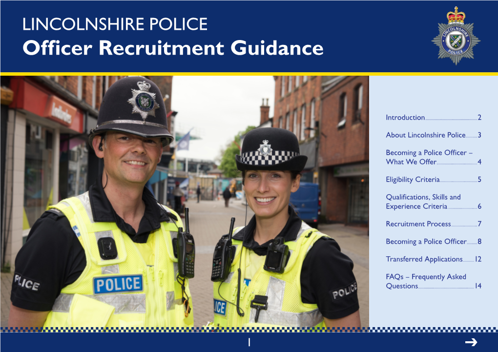 LINCOLNSHIRE POLICE Officer Recruitment Guidance
