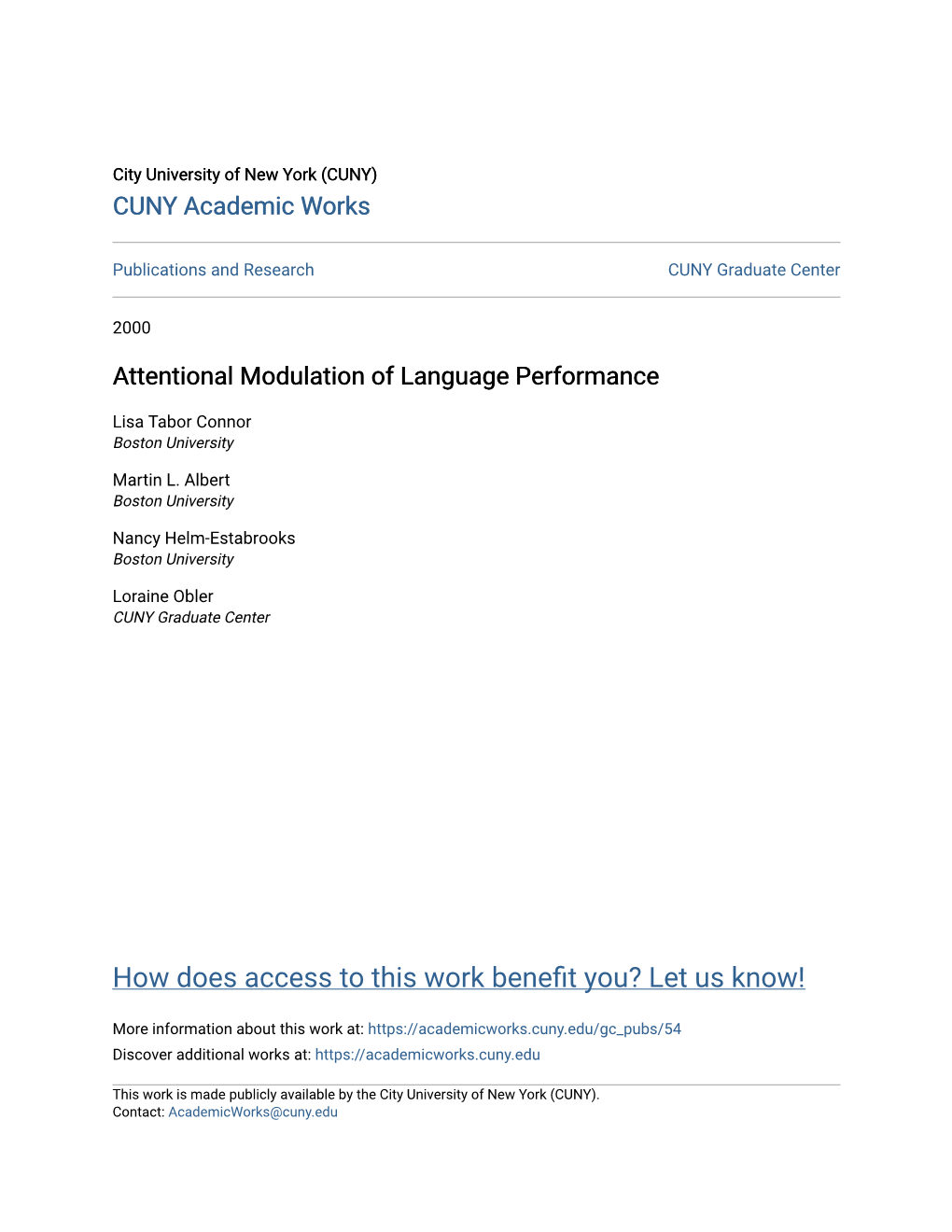 Attentional Modulation of Language Performance