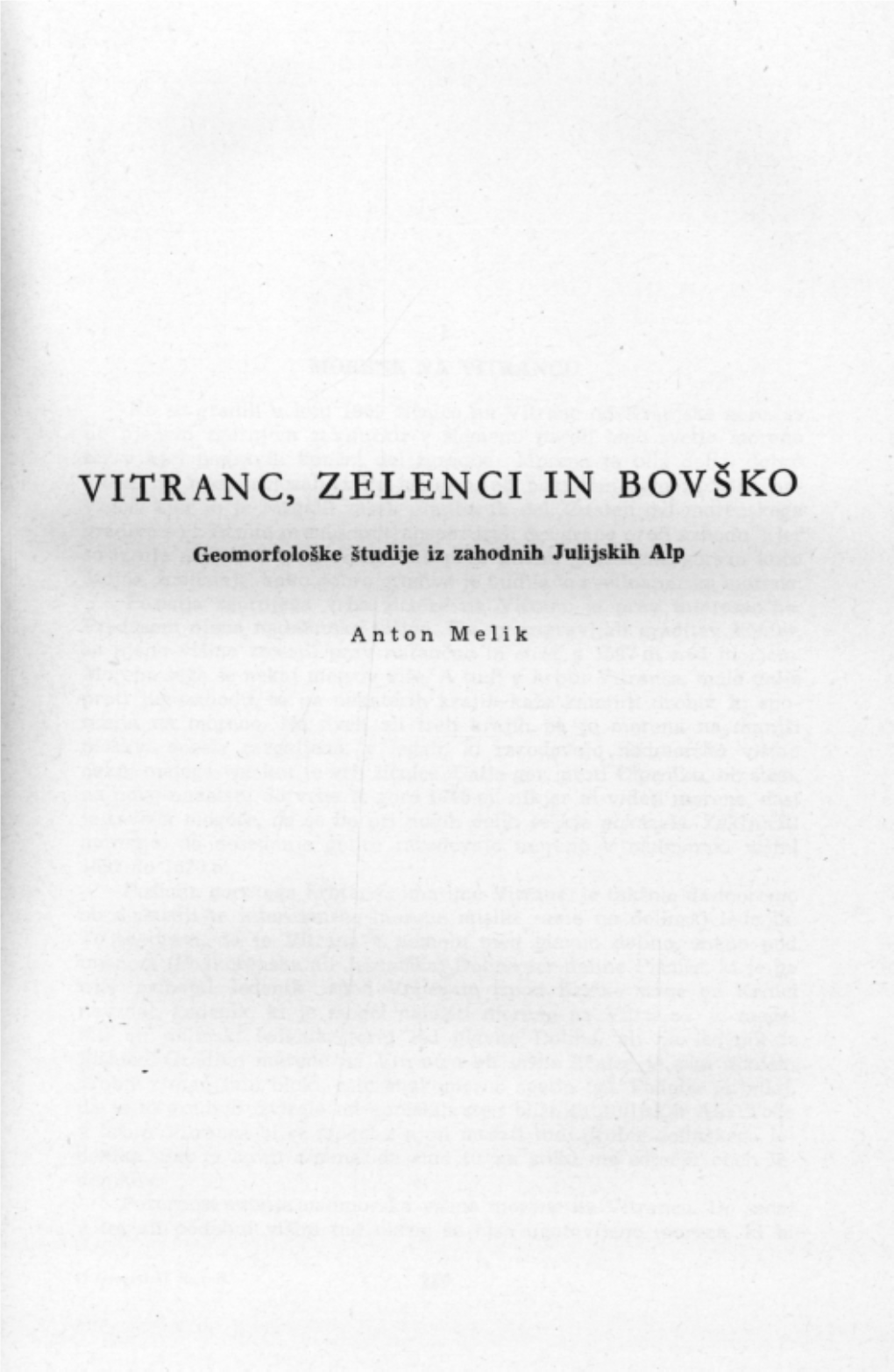 Vitranc, Zelenci in Bovško