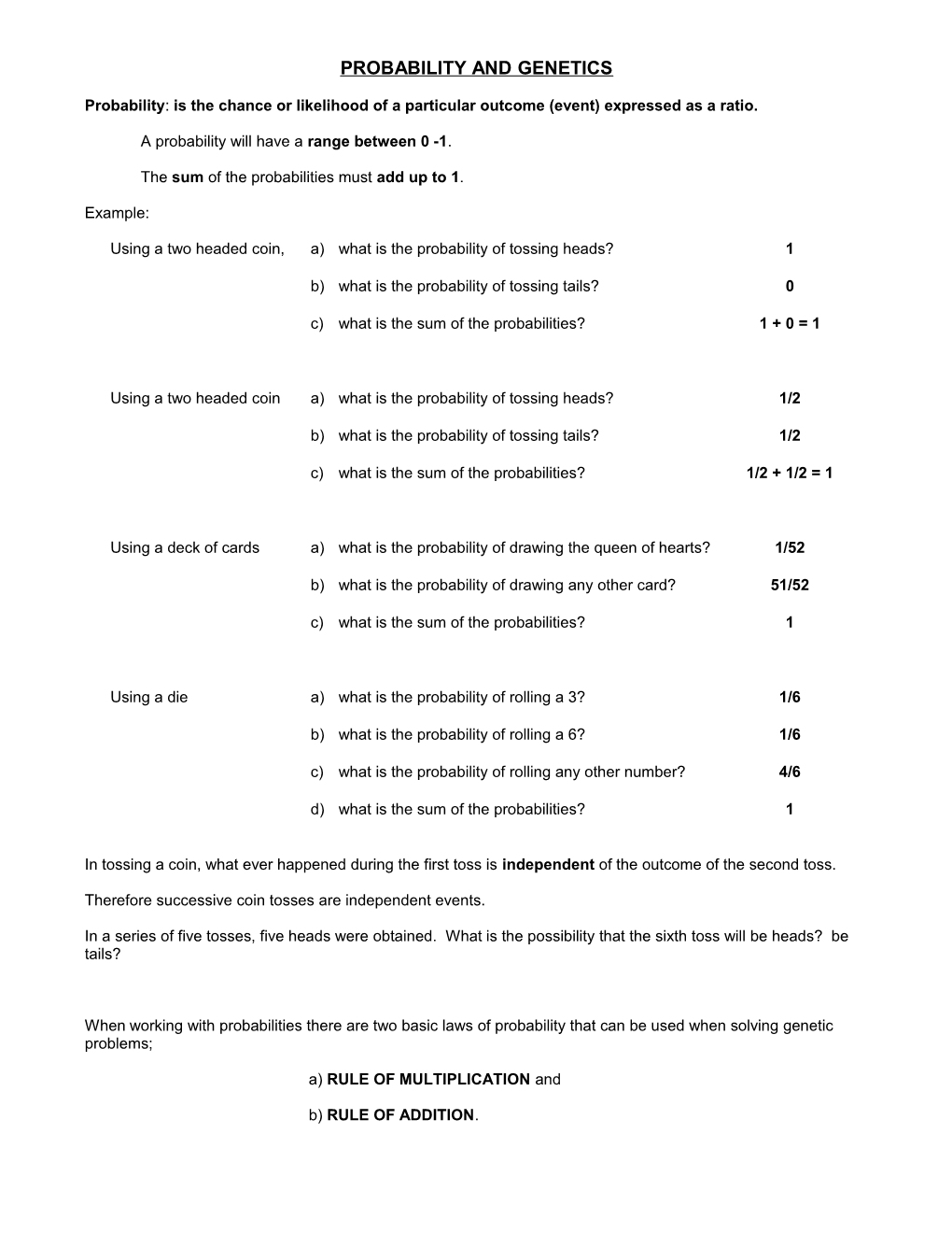 Probability and Genetics