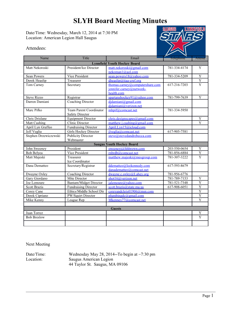 SLYH Board Meeting Minutes s1