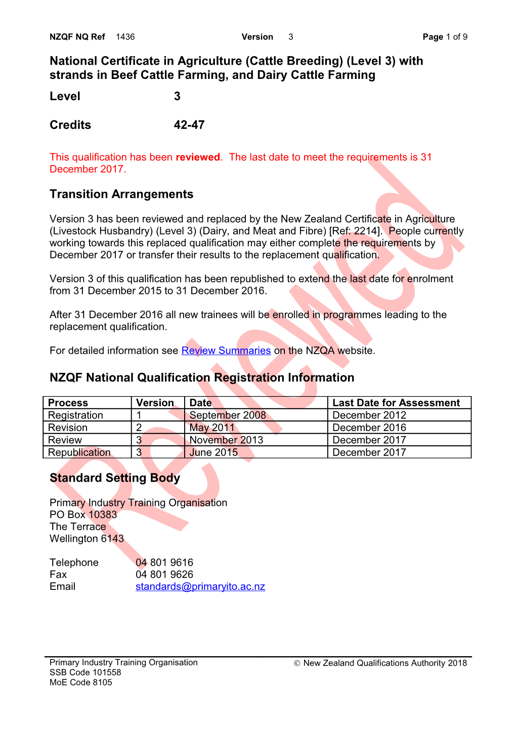 1436 National Certificate in Agriculture (Cattle Breeding) (Level 3) with Strands in Beef