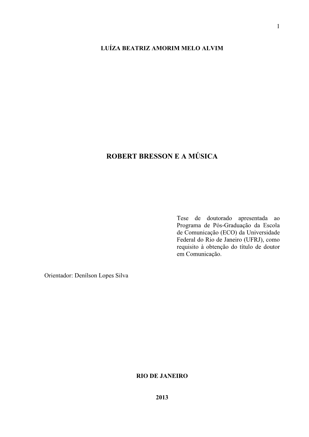 Robert Bresson E a Música