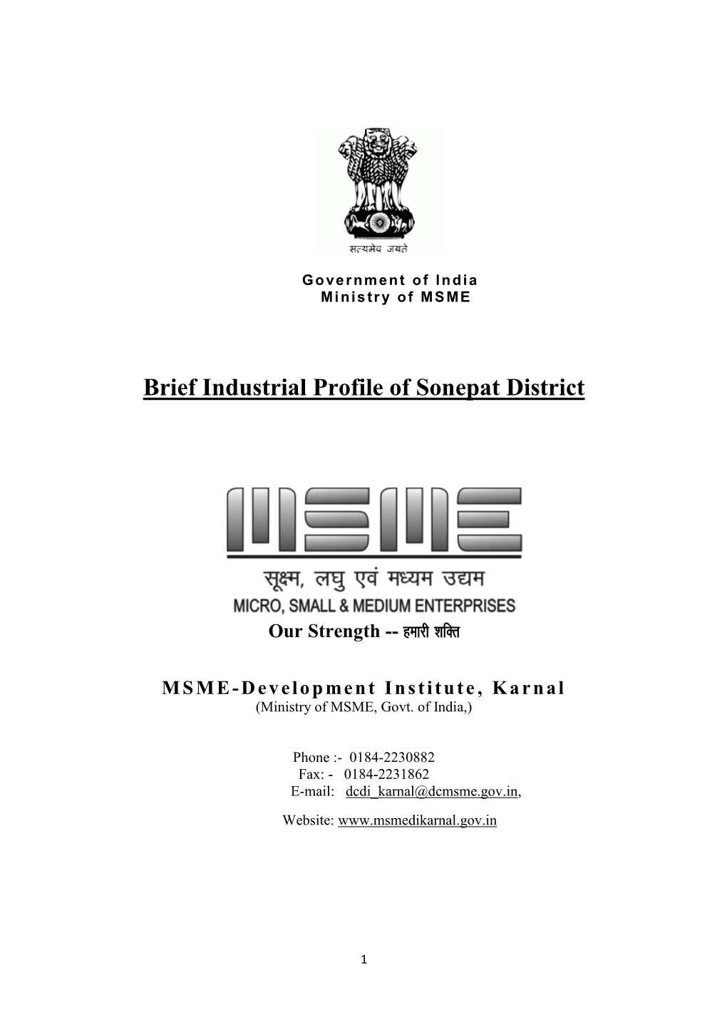 Brief Industrial Profile of Sonepat District