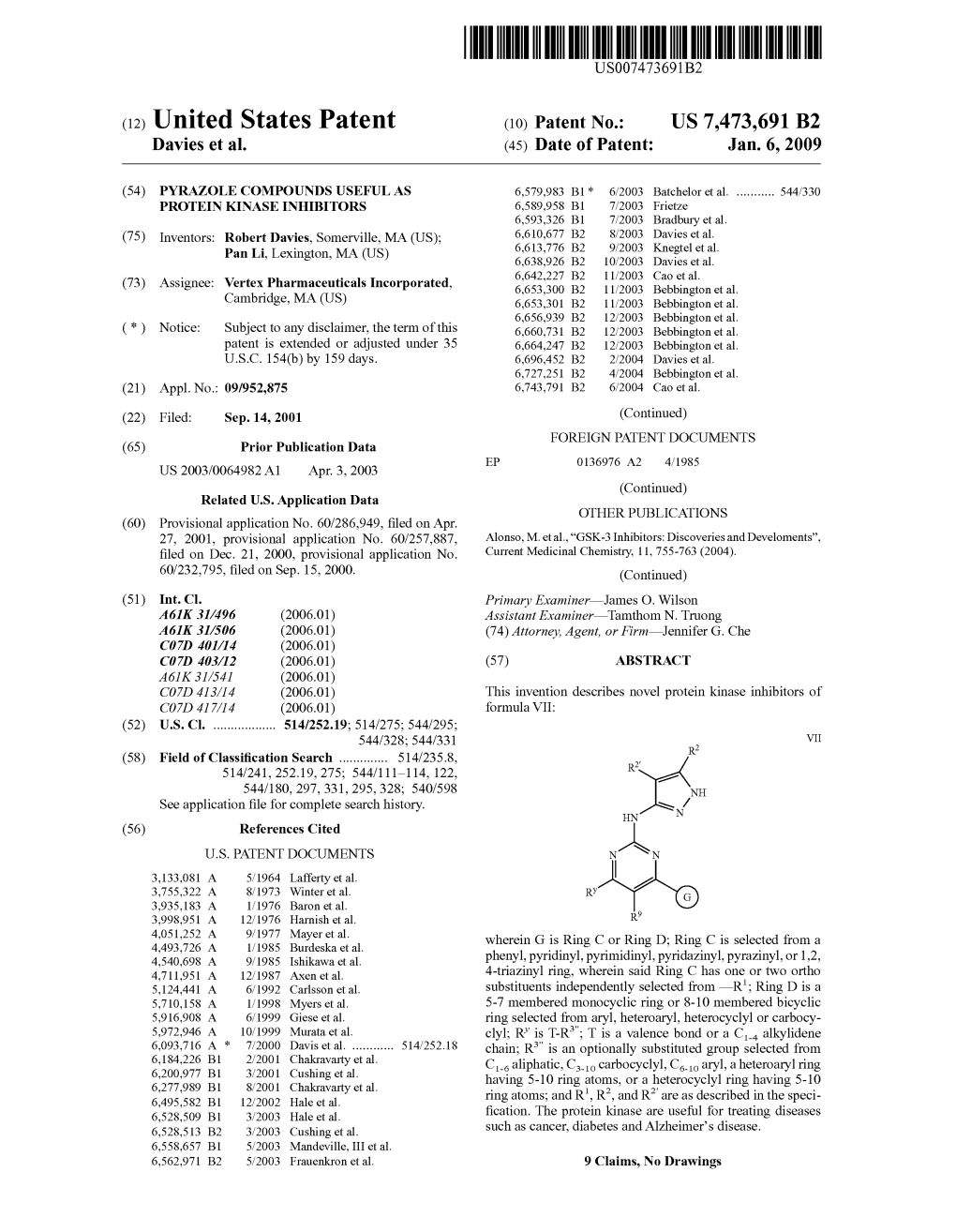 (12) United States Patent (10) Patent No.: US 7473,691 B2 Davies Et Al