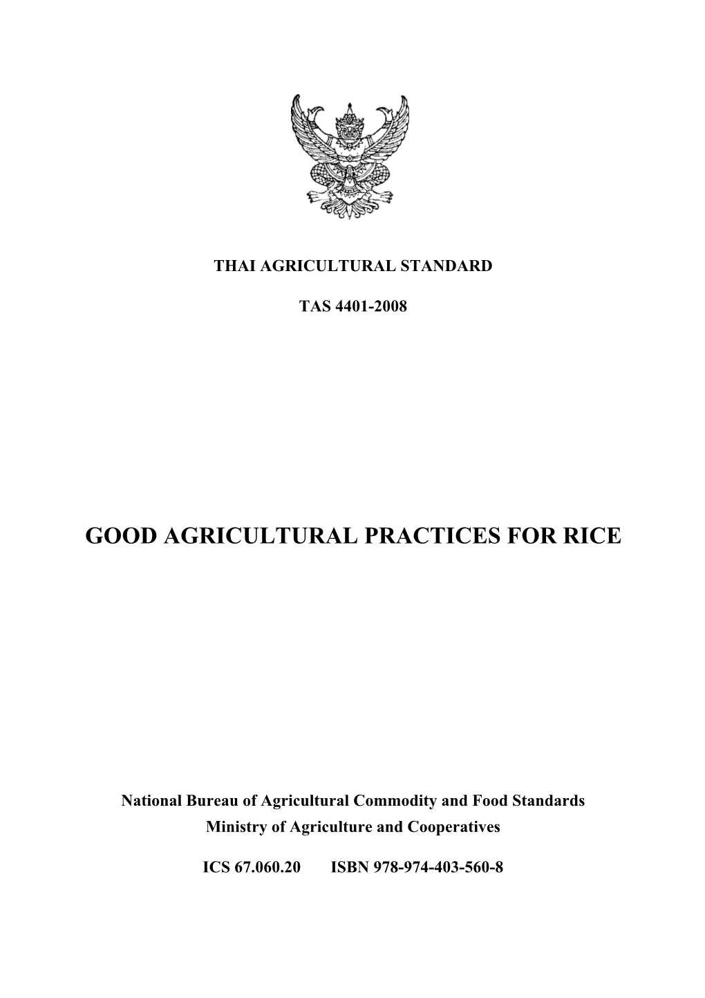 Good Agricultural Practices for Rice
