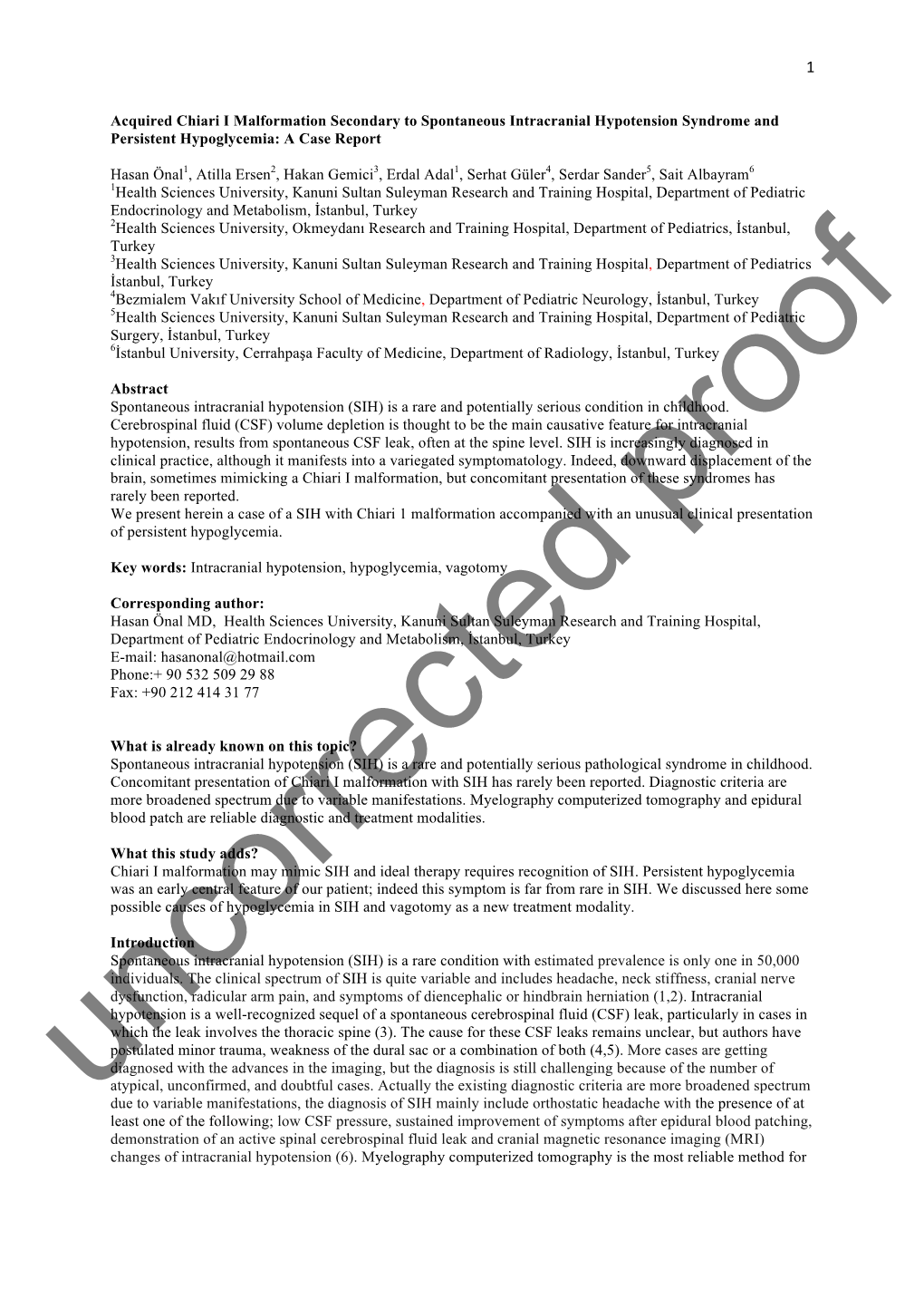 Acquired Chiari I Malformation Secondary to Spontaneous Intracranial Hypotension Syndrome and Persistent Hypoglycemia: a Case Report