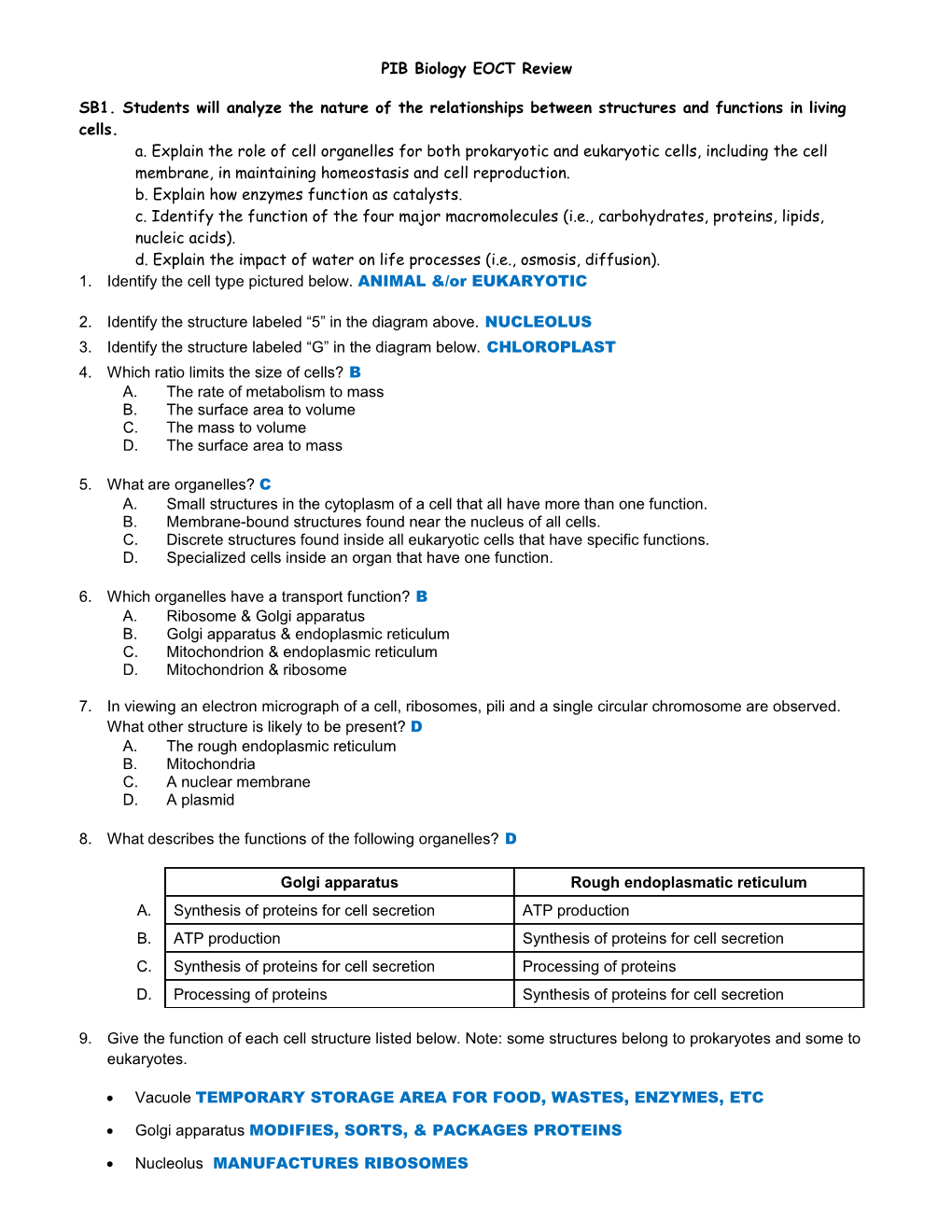 PIB Biology EOCT Review