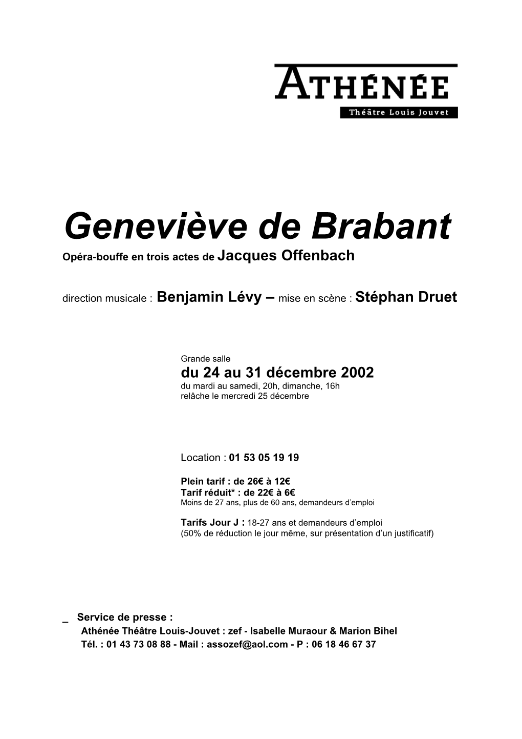 Dossier De Presse Geneviève De Brabant