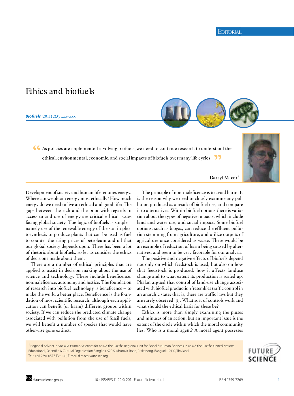 Ethics and Biofuels